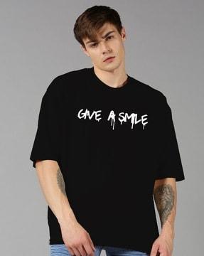 men typographic print oversized crew-neck t-shirt