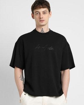 men typographic print oversized crew-neck t-shirt