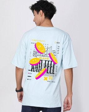 men typographic print oversized fit crew-neck t-shirt