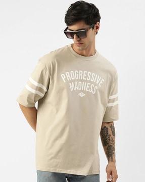 men typographic print oversized fit crew-neck t-shirt