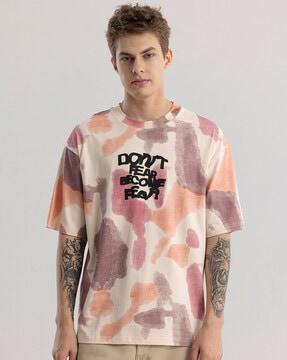 men typographic print oversized fit crew-neck t-shirt