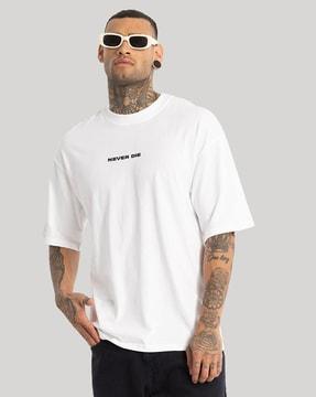 men typographic print oversized fit crew-neck t-shirt