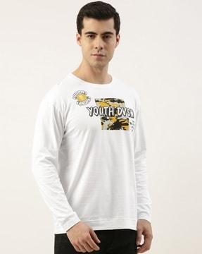 men typographic print oversized fit round-neck t-shirt