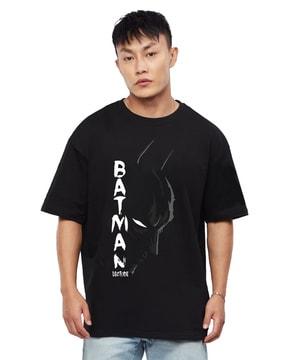 men typographic print oversized fit round-neck t-shirt