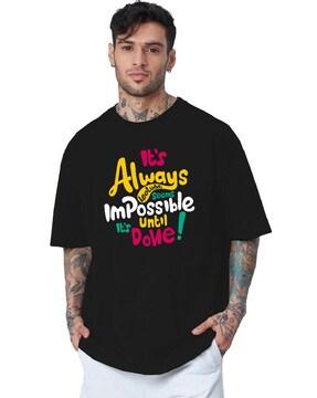 men typographic print oversized fit round-neck t-shirt