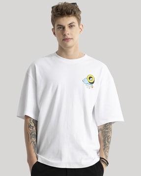 men typographic print oversized fit round-neck t-shirt