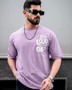 men typographic print oversized fit round-neck t-shirt