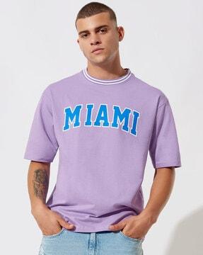 men typographic print oversized fit round-neck t-shirt