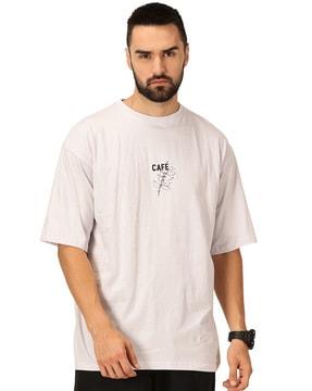 men typographic print oversized fit t-shirt