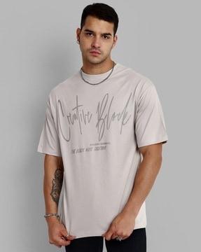 men typographic print oversized fit t-shirt