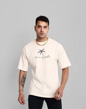 men typographic print oversized fit t-shirt