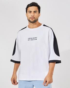 men typographic print oversized fit t-shirt