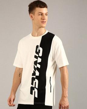 men typographic print oversized fit t-shirt