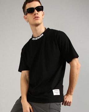 men typographic print oversized fit t-shirt