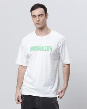 men typographic print oversized round-neck t-shirt