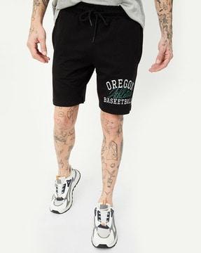 men typographic print regular fit city shorts