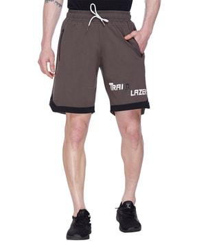 men typographic print regular fit city shorts