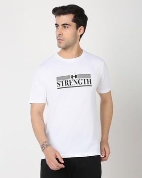 men typographic print regular fit crew-neck t-shirt