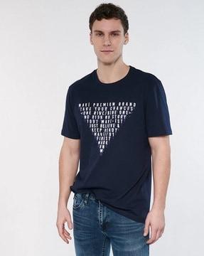 men typographic print regular fit crew-neck t-shirt