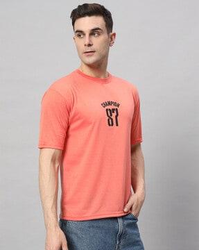 men typographic print regular fit crew-neck t-shirt