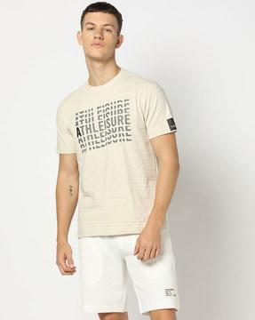 men typographic print regular fit crew-neck t-shirt