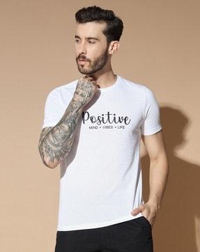 men typographic print regular fit crew-neck t-shirt