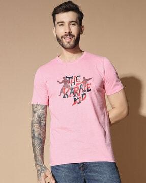 men typographic print regular fit crew-neck t-shirt