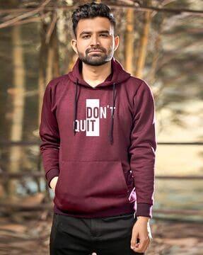 men typographic print regular fit hoodie