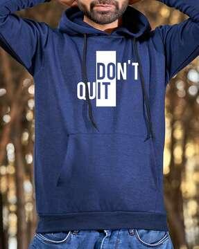 men typographic print regular fit hoodie