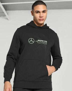 men typographic print regular fit hoodie