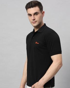 men typographic print regular fit polo t-shirt