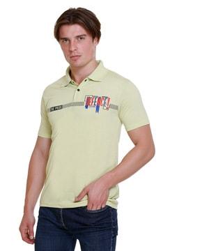 men typographic print regular fit polo t-shirt