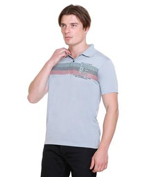 men typographic print regular fit polo t-shirt