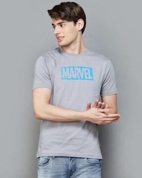 men typographic print regular fit round-neck t-shirt