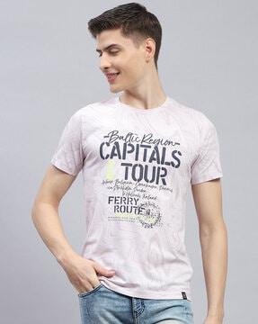 men typographic print regular fit round-neck t-shirt