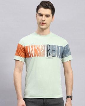 men typographic print regular fit round-neck t-shirt