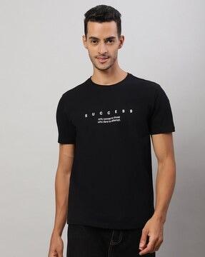 men typographic print regular fit round-neck t-shirt