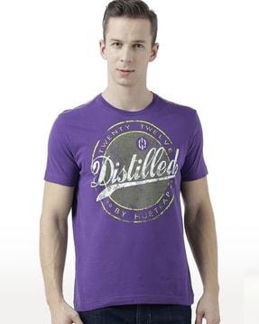 men typographic print regular fit round-neck t-shirt