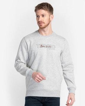 men typographic print regular fit sweatshirt