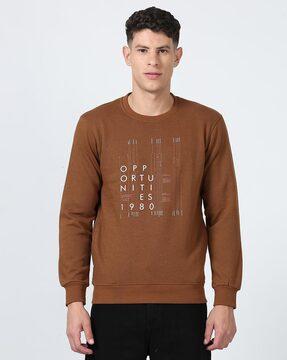 men typographic print regular fit sweatshirt