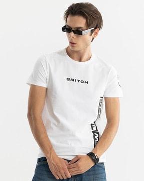 men typographic print regular fit t-shirt