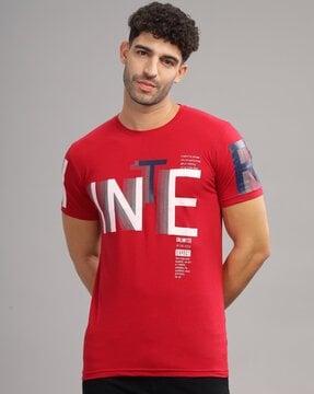 men typographic print regular fit t-shirt