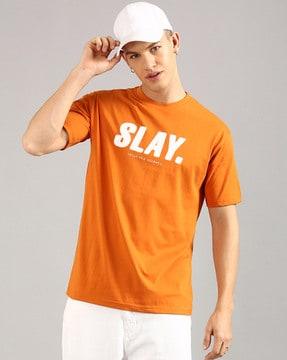 men typographic print regular fit t-shirt