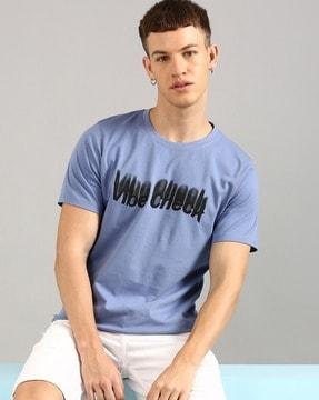 men typographic print regular fit t-shirt