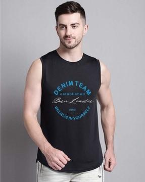 men typographic print regular fit t-shirt