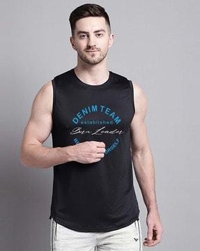 men typographic print regular fit t-shirt