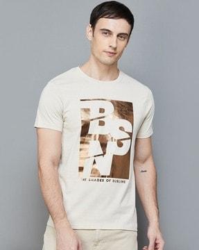 men typographic print relaxed fit crew-neck t-shirt