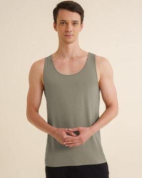 men typographic print scoop-neck vests