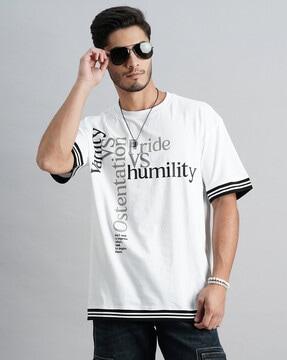 men typographic print slim fit crew-neck t-shirt