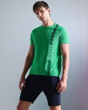 men typographic print slim fit crew-neck t-shirt